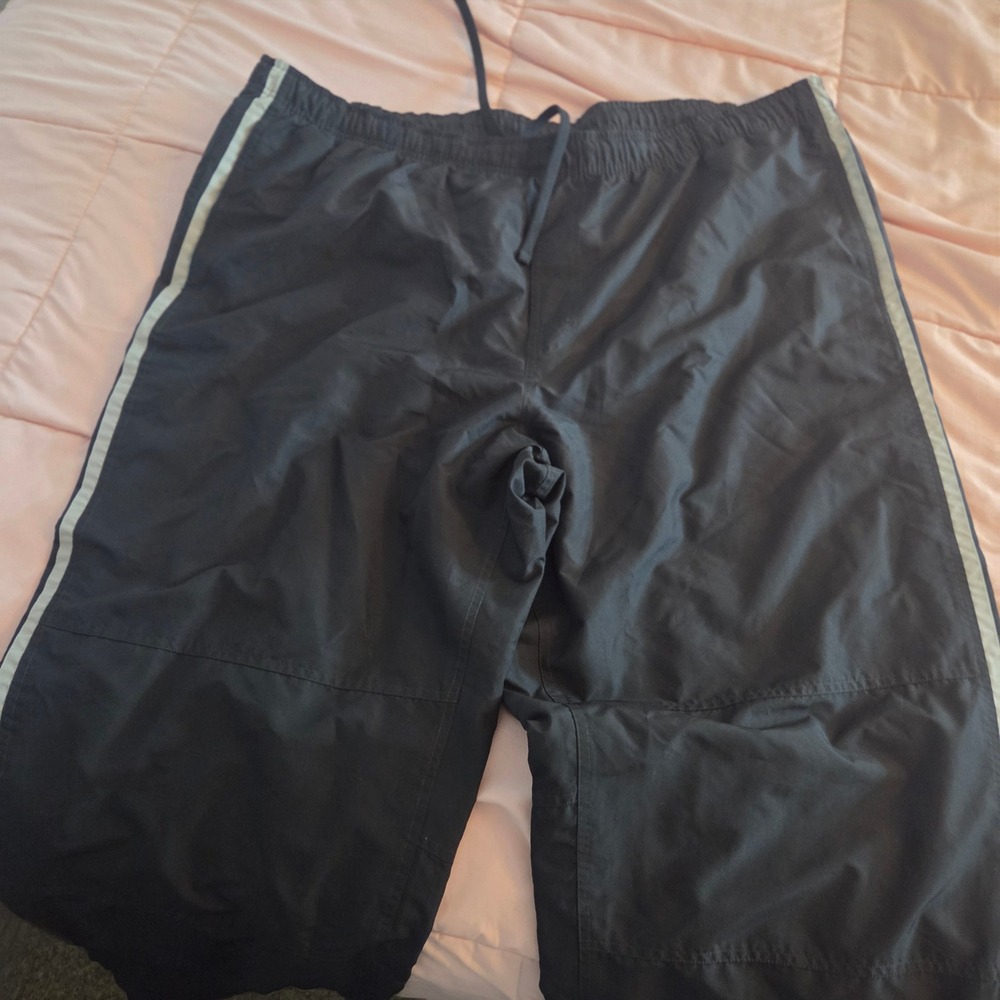 Old Navy Mens XXL Black Windbreaker Track Pants Mesh Lined Side Stripe Zip Leg